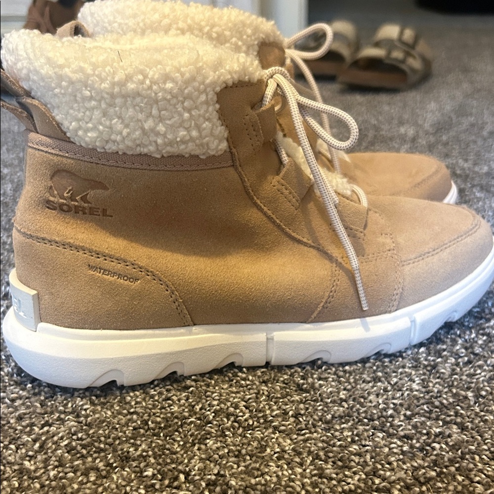 Sorel Tan Boots with White Soles
